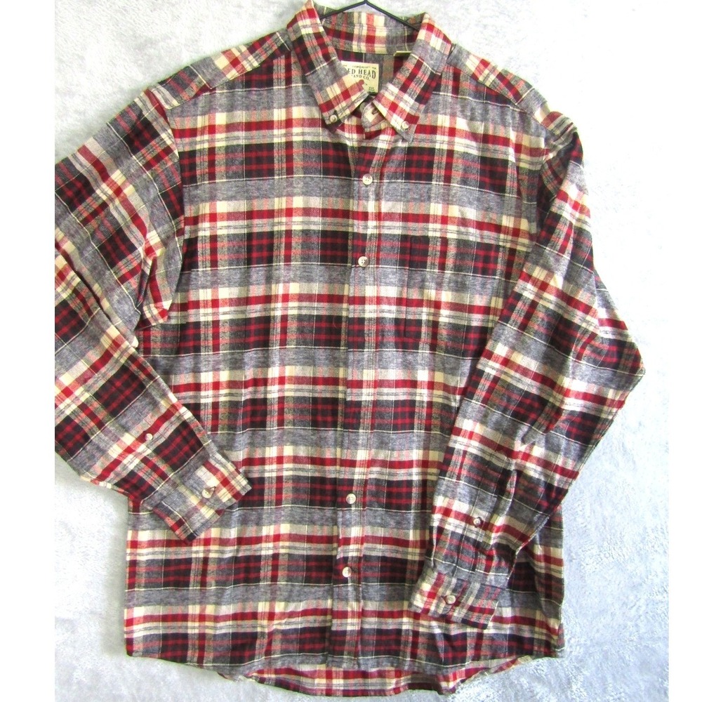 Red Head Brand Co Mens Plaid Flannel Button Up‎ Shirt Long Sleeve Casual Outdoor